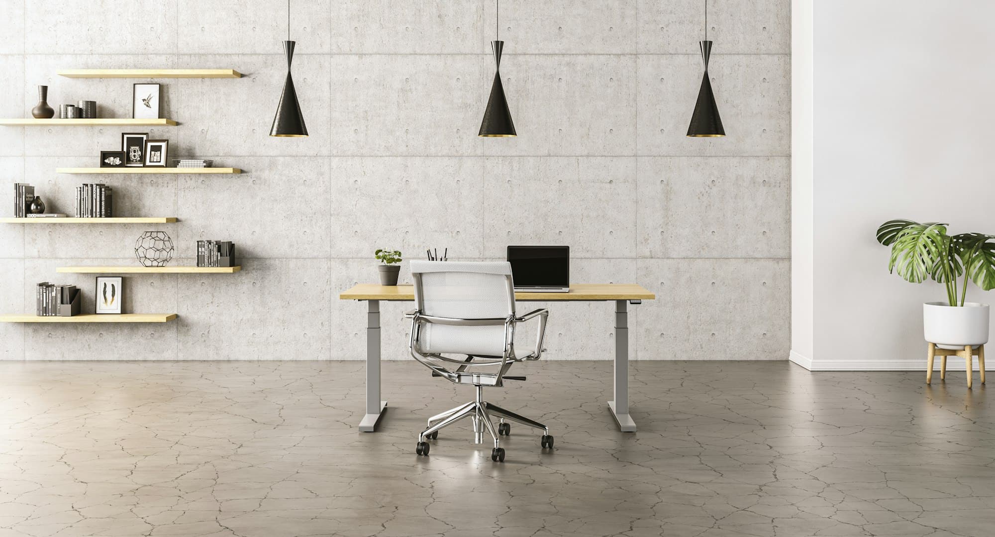 A quiet, minimal workspace with a laptop